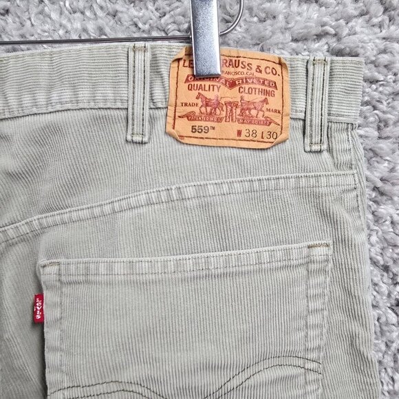 Levi’s 559 Pants Men 38x30 (Fits 37x28) Gray Corduroy Relaxed Straight Y2K Basic - Picture 5 of 14